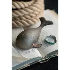 Slickblue Whale-Shaped Bottle Opener, Pewter Construction, Grey Black, Ergonomic Bar or Kitchen Tool, 4.5"
