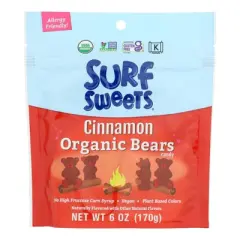 Surf Sweets Cinnamon Organic Candy Bears - Case of 8/6 oz