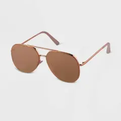 Women's Mirrored Aviator Sunglasses - A New Day&trade; Rose Gold
