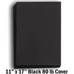 Hamilco 11x17 Black Cardstock Paper 80 lb Cover Card Stock 25 Pack