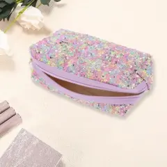 Unique Bargains Women Portable Sparkly Sequin Makeup Bag 1 Pc