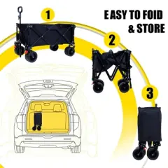 SKRAN Heavy Duty Foldable Beach Fishing Cart 400LBS Weight Capacity,with Extended Tailgate & Adjustable Drawbar for Shopping,Sports,Outdoor