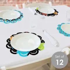 Big Dot of Happiness Monster Bash - Little Monster Birthday Party or Baby Shower Round Table Decorations - Paper Chargers - Place Setting For 12