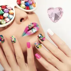 Unique Bargains Women's Fashion Rhinestone Nail Supplies Pink 1 Set