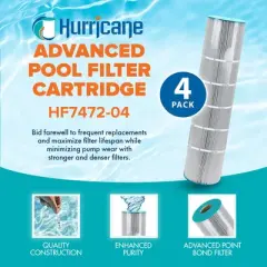 Hurricane 8 Pack HF7472-04 Advanced Pool Filter Cartridge Replacement for PCC130, Unicel C-7472, Filbur FC-1978 Pentair Clean & Clear Plus 520