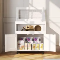 Famapy White Small Pet Cage Hamster Cage with a Pull-Out Tray and a Flip-Top Metal Mesh &ndash; Designed for Easy Cleaning and Convenient Feeding