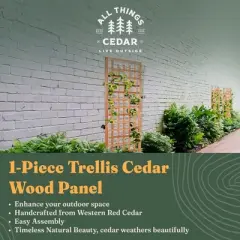 All Things Cedar 84" x 33" Outdoor Single Trellis Handcrafted for Climbing Plants with Snug-Fitting Parts and Sanded Finish for Patio Privacy Screens