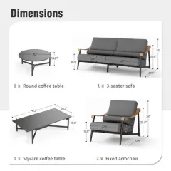 Captiva Designs Outdoor Patio Oversized Modern Luxury Conversation Sofa Set with Extra Thick Cushion and Coffee Table