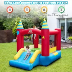 Costway Inflatable Bounce Castle Kids Jumping Bouncer Indoor Outdoor with 550W Blower