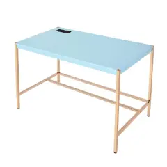 Yinvani Blue Metal Frame Desk with USB Port