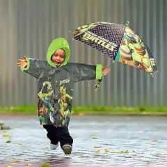 Teenage Mutant Ninja Turtles Boy's Umbrella and Raincoat Set, Toddlers Age 2-3