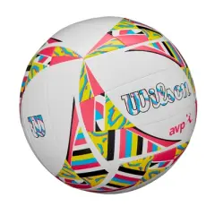 Wilson AVP Movement Volleyball - White/Pink/Yellow: Outdoor TPU Sports Ball