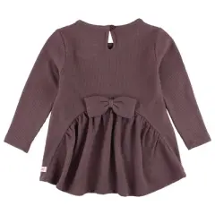 RuffleButts Little Girl Waffle Knit Long Sleeve Bow Back Top