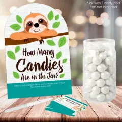 Big Dot of Happiness Let&rsquo;s Hang - Sloth - How Many Candies Baby Shower or Birthday Party Game - 1 Stand and 40 Cards - Candy Guessing Game