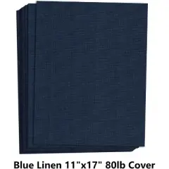 Hamilco Blue Linen Textured Cardstock Thick Paper - 11 x 17" Heavy Weight 80 lb Cover Card Stock - 25 Pack