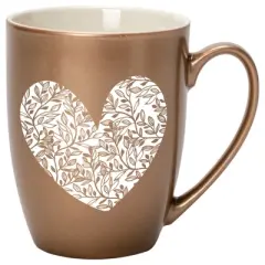 Elanze Designs Heart Leaf Bronze 10 ounce New Bone China Coffee Cup Mug