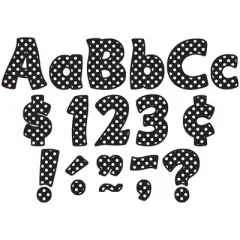Teacher Created Resources&reg; Black Polka Dots Funtastic Font 4" Letters Combo Pack, 208 pieces.