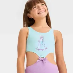 Girls' Frozen Fictitious Character One Piece Swimsuit Light Purple