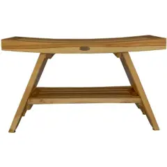 EcoDecors&reg; Serenity&reg; 30" Teak Wood Shower Bench with Shelf in EarthyTeak Finish
