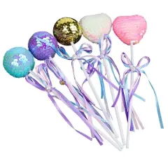 O'Creme Sequined Hearts & Balls Cake Toppers, Set of 5