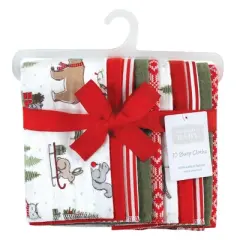 Hudson Baby Unisex Baby Cotton Flannel Burp Cloths, Christmas Forest, One Size