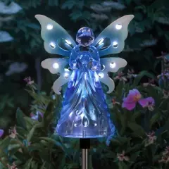 33.85" Acrylic Solar Angel Stake Blue - Exhart