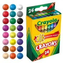 Crayola 24ct Crayons Kids School Supplies Art Classroom Must Haves for Teachers Coloring Gift Ages 3+