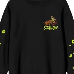 Scooby Doo Scared Scooby And Shaggy Green Eye Sleeves Crew Neck Long Sleeve Men's Black Sweatshirt