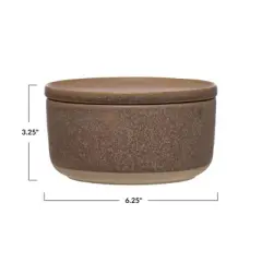 Storied Home Stoneware Bowl with Lid, Reactive Glaze