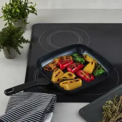 BergHOFF Helix Nonstick Ceramic Grill Pan 10.25", Recycled Aluminum, Black
