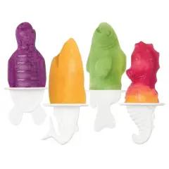 Tovolo Ocean Animals Popsicle Mold: 4-Cavity Plastic Food Molds, Dishwasher-Safe, Clear, 5-Piece Set