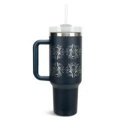Elanze Designs Vintage Floral Damask Pattern 40 oz. Stainless Steel, Large Water Bottle Coffee Mug, Spill & Leak Resistant, Thermal Travel Tumbler
