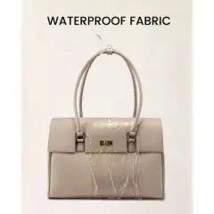 Laptop Bag for Women Work Tote 15 Inch Briefcase Messenger Bag Waterproof Business Office Professional Large Capacity Handbag Shoulder Bag,Apricot