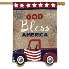 Patriotic Truck Burlap House Flag God Bless America 28" x 40" Briarwood Lane