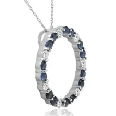 Pompeii3 14K White Gold 2ct Diamond & Sapphire Circle Pendant
