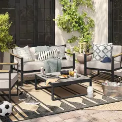 2pc Steel Henning Rust Resistant Outdoor Club Patio Chairs Black - Threshold&trade;