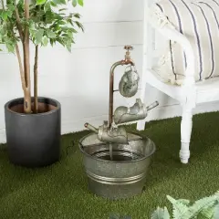 28" x 15" Farmhouse Metal Fountain Gray - Olivia & May