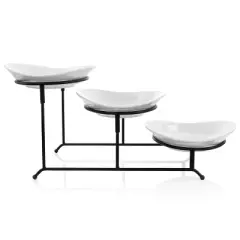 3-Tier Oval Plate Porcelain Serveware Set - Elama