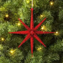 5.8" Christmas Plastic Spike Starburst Ornament Red - Wondershop&trade;