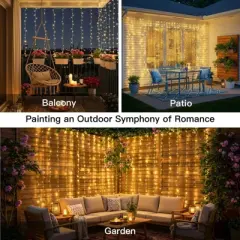 Itopfox 200 LED Curtain Lights for Bedroom, Hanging String Light Outdoor, Fairy Lights Indoor for Christmas, Dorm, Wall, Backdrop, Window, Wedding