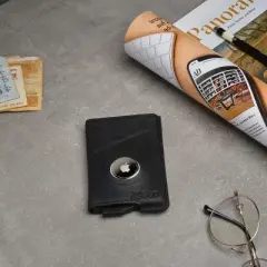 Fidelo Hybrid Minimalist Mens Wallet with Airtag Holder, Black