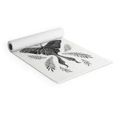 Avenie Luna Moth Black and White (6mm) 70" x 24" Yoga Mat - Society6