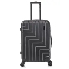 DUKAP Zahav Lightweight Hardside Medium Checked Spinner Suitcase - Black