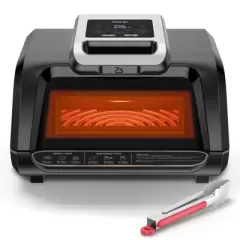 Electric Smokeless Indoor Grill & Air Fryer Combo, 7-in-1, Grill, Broil, Roast, Bake, Crisp, Dehydrate and More, with Non-Stick Plates Pot & Basket