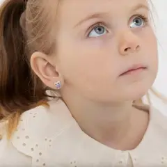 Girls' Hoot CZ Owl Screw Back Sterling Silver Earrings - In Season Jewelry