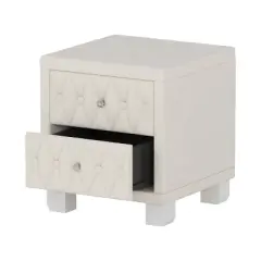 NicBex Modern Nightstand with Drawers,Velvet Bedside Table with Crystal Knobs,Night Stand with Button-Tufted,Side Table for Bedroom,Living Room