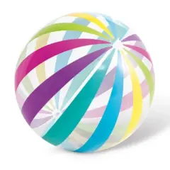 Intex Jumbo Inflatable Glossy Colorful Transparent PVC Giant Beach Ball w/Repair Patch in Polka-Dot or Rainbow Stripes for Ages 3 & Up, Color Varies