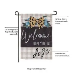 Evergreen Dogs and Checks Garden Burlap Flag 12.5 x 18 Inches Indoor Outdoor Decor