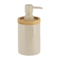 Evideco French Home Goods Elegant Soap Dispenser - Polyresin and Bamboo Design, Refillable Liquid Pump