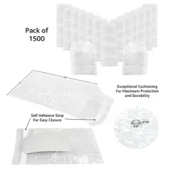UOFFICE 1500 Bubble Out Bags 4" x 5.5" Wrap Envelopes with Self-Seal Closure